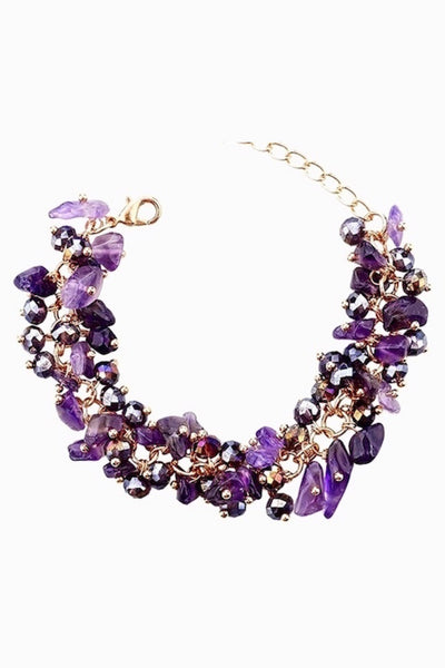 Amethyst or Malachite Dangling Stones Bracelet