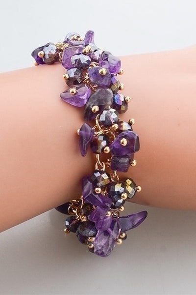 Amethyst or Malachite Dangling Stones Bracelet