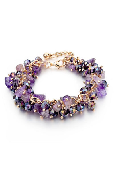 Amethyst or Malachite Dangling Stones Bracelet