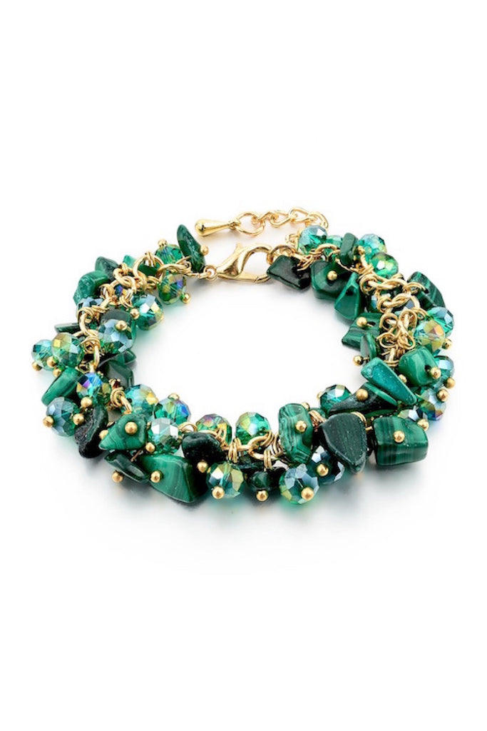 Amethyst or Malachite Dangling Stones Bracelet