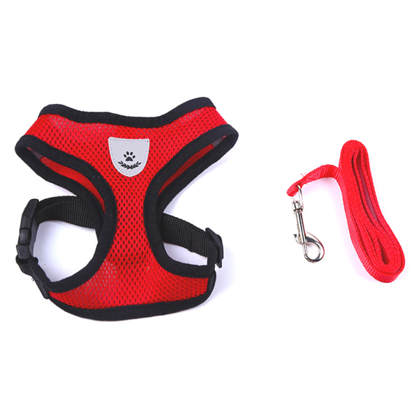 Durable Nylon and Polyester Mesh, Breathable, Reflective Dog's and Cat's Vest harness and leash set is made for sma