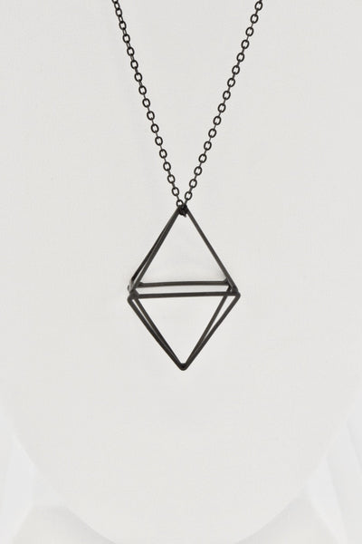 Enlarged view of the 3-D rhombus pendant in Black Matte finish