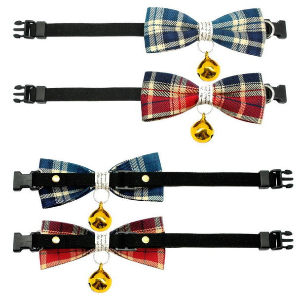 A beautifully handmade Classic Plaid Bowtie collar for your small dog, cat or other four-legged friend: perfect for special occasions, decorated with a cute bell, makes your pup pop at any celebration, wedding or get together.
