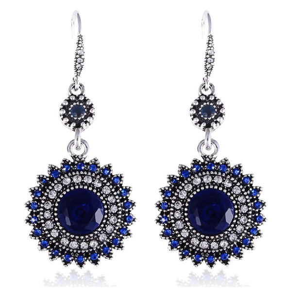 Vintage Flower Design Drop Earrings