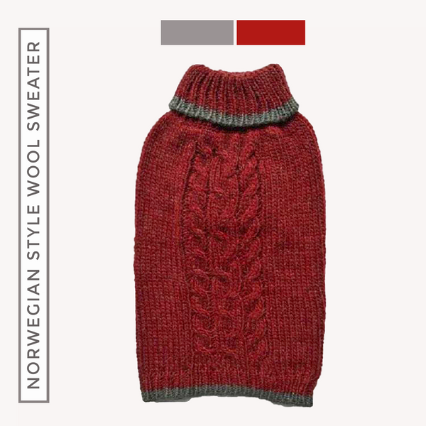 Winter is delightful for your pup or kitty in this Soft, Luxurious and well-made Norwegian-style Wool Blend Dog Cat Sweater in Burgundy. Keeps your dog, cat or other pet warm and stylish this holiday season and throughout the year. Comfortable and super cozy fit.