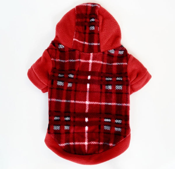 Plaid Soft Fleece Dog's Hoodie