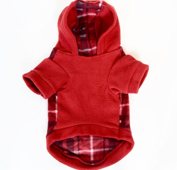 Plaid Soft Fleece Dog's Hoodie