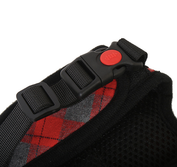 Naughty Plaid Adjustable Harness and Leash with Escape Proof Buckle for Dog and Cat