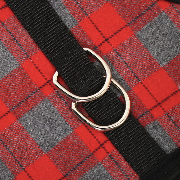 Naughty Plaid Adjustable Harness and Leash with Escape Proof Buckle for Dog and Cat