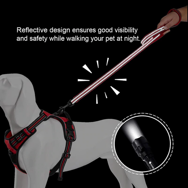 Well-constructed Reflective Dog's Soft Padded Leash with High-strength Swivel Hook is made of premium quality, weatherproof materials and durable hardware. Safe, comfortable, convenient and durable for walking, running, hiking and training.  This leash is a Perfect match for TRAITS's Brite Vibes Reflective Dog's Vest Harness for Larger Breeds