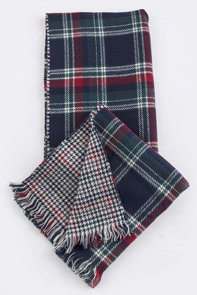 Reversible Tartan Fringe Shawl Scarf