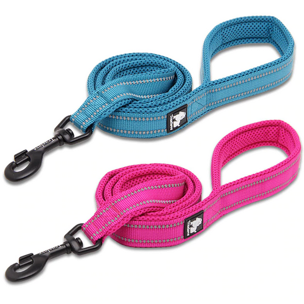 Well-constructed Reflective Dog's Soft Padded Leash with High-strength Swivel Hook is made of premium quality, weatherproof materials and durable hardware. Safe, comfortable, convenient and durable for walking, running, hiking and training.  This leash is a Perfect match for TRAITS's Brite Vibes Reflective Dog's Vest Harness for Larger Breeds