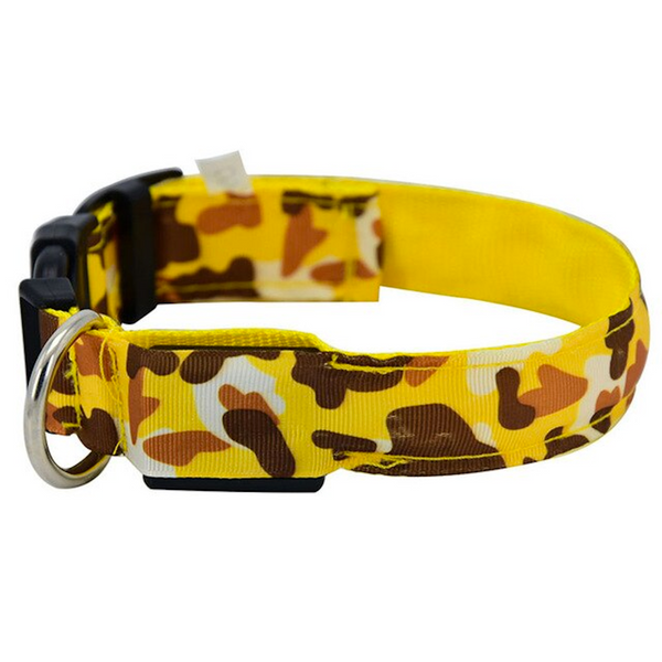 Light Me Up - LED Glow Adjustable Camouflage Dog Cat Collar for Night Visibility