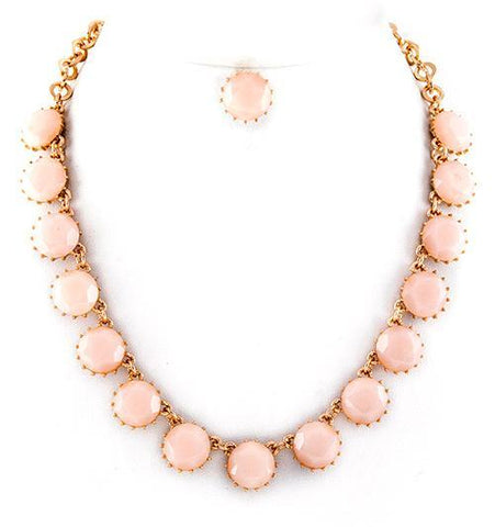 Jeweled Necklace Set in Pink Cream