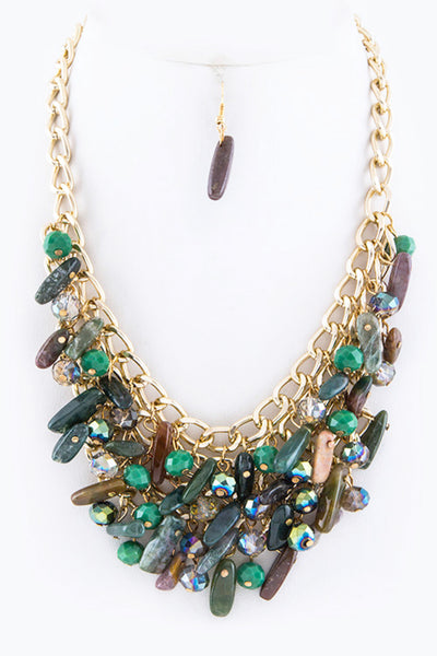 Precious Stones and Beads Necklace Set
