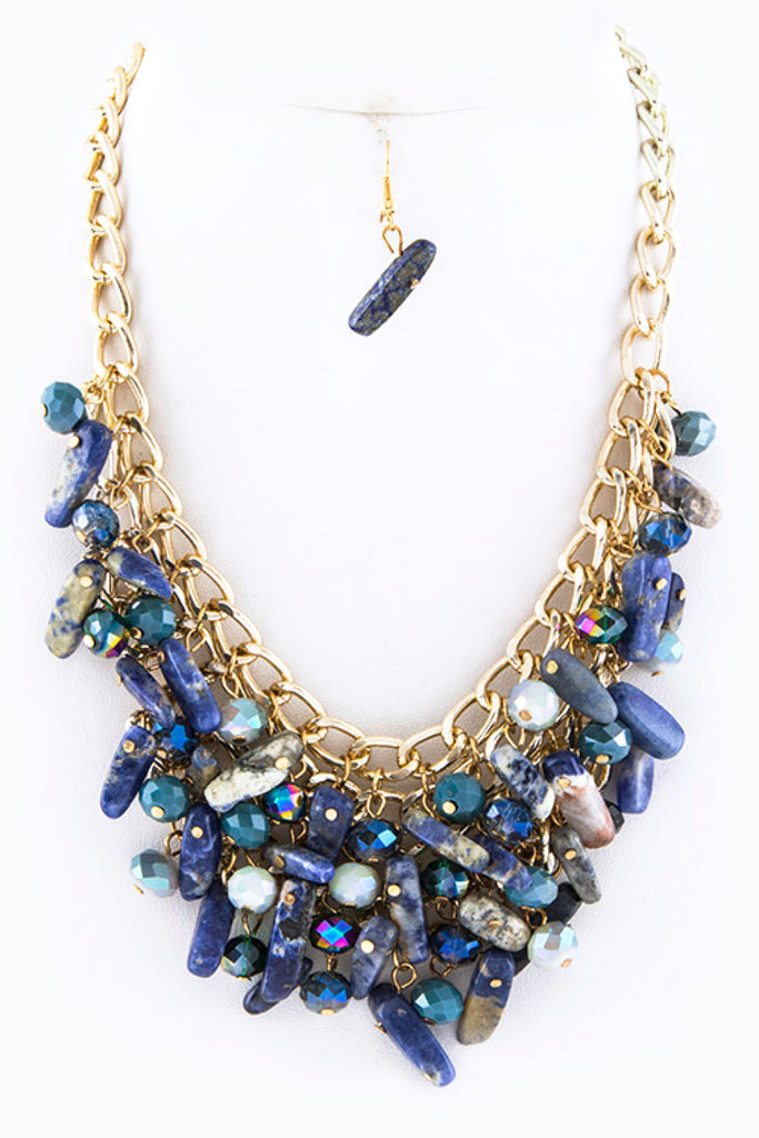 Precious Stones and Beads Necklace Set