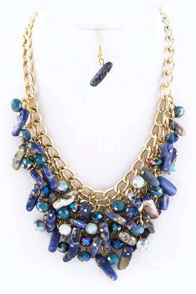 Precious Stones and Beads Necklace Set