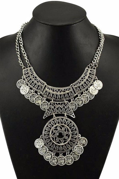 Bohemian Vintage Style Necklace with Tassel Coins