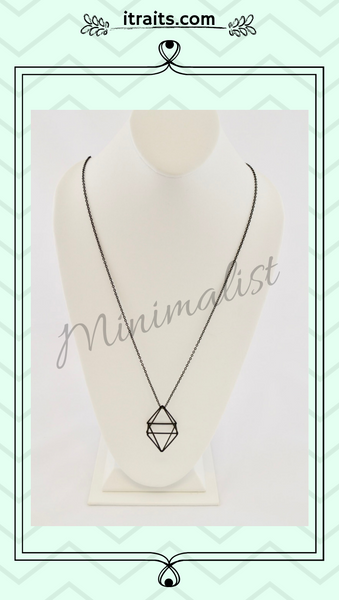 "The Minimalist Look" - 3-D Rhombus Shape Geometric Necklace