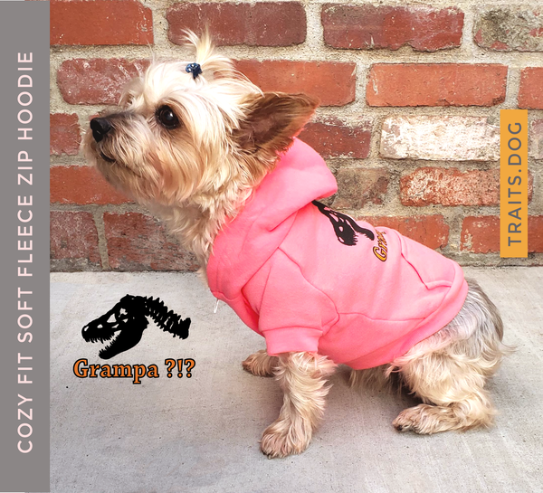 Dinosaur Grampa?!? - Dog's Fleece Zip Hoodie