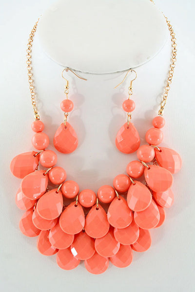 Layered Teardrop Necklace Set in Two Colors