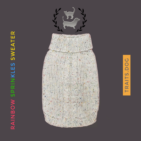 Rainbow Sprinkles Cable-Knit Dog Cat Sweater