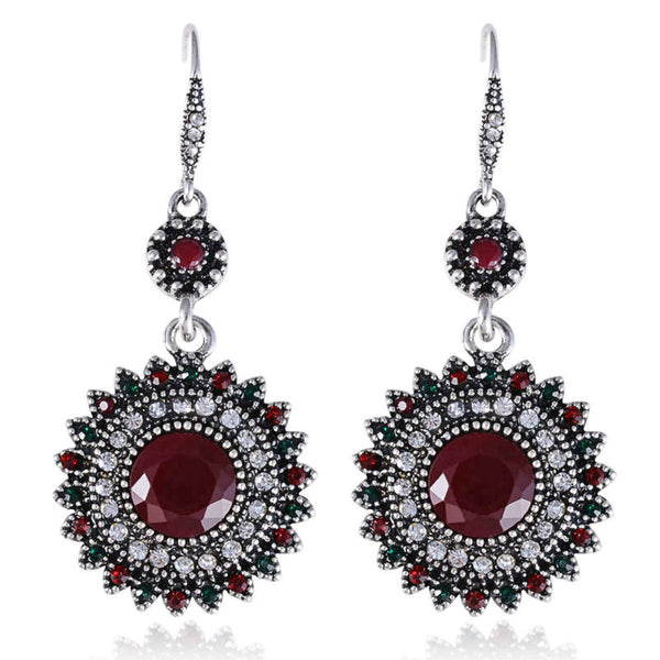 Vintage Flower Design Drop Earrings