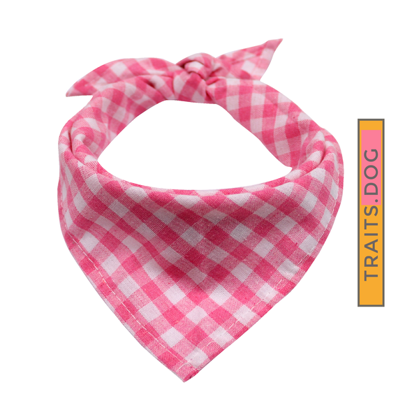 Rose Pink Plaid Dog or Cat Bandana Scarf for Small Breeds. A charming neckwear for your dear pup or kitty. Get a cuteness overload of your pet in this adorable neckwear and take lots of photos.