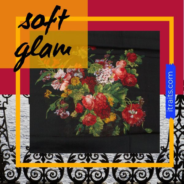 Super-Soft Pashmina Wool Scarf Wrap Shawl - Frayed Edge, Black with Flowers