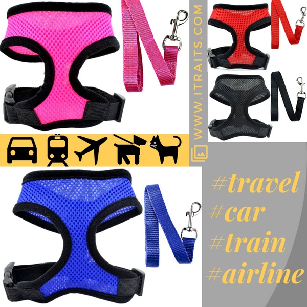 Breathable and comfortable Dog Cat Vest Harness and Leash Set is made for smaller breeds to distribute the pressure through the chest and shoulders, not on the neck.