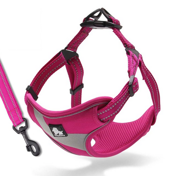 Well-constructed Dog Sport Reflective Vest Harness and Leash is made of premium quality, weatherproof materials and durable hardware. Safe, comfortable, convenient and durable for walking, running, hiking and riding in vehicles. NOT RECOMMENDED FOR DOGS UNDER 10 lbs.