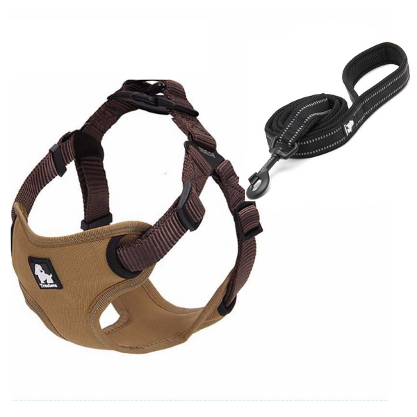 Well-constructed Reflective Dog's Vest sport harness and Leash is made of premium quality, weatherproof materials and durable hardware. No pull, No choke - Safe, comfortable, convenient and durable for walking, running, hiking and riding in vehicles. NOT RECOMMENDED FOR DOGS UNDER 10 lbs.