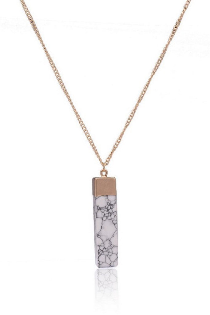 White Marbled Stone Pendant Necklace Set