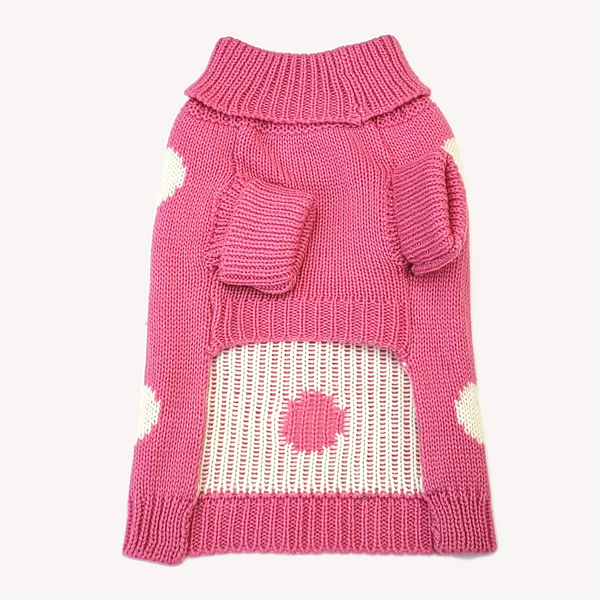 Soft, well-made and adorable Pink Polka Dot Dog Cat Sweater for small breeds. Keeps your dog, cat or other pet warm this holiday season or throughout the year. Comfortable and super coz