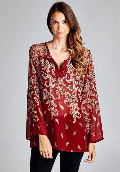Paisley Print Top in Two Colors