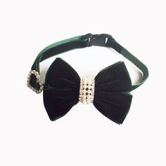 Velvet, Pearls and Rhinestones Bowtie Pet Collar