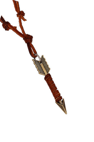 Genuine Leather Necklace with Antique Finish Arrow