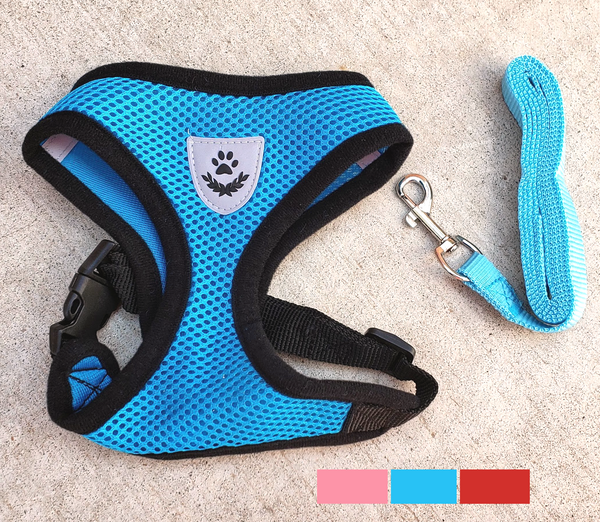 Durable Nylon and Polyester Mesh, Breathable, Reflective Dog's and Cat's Vest harness and leash set is made for sma