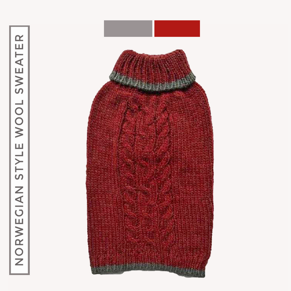 Winter is delightful for your pup or kitty in this Soft, Luxurious and well-made Norwegian-style Wool Blend Dog Cat Sweater in Burgundy. Keeps your dog, cat or other pet warm and stylish this holiday season and throughout the year. Comfortable and super cozy fit.