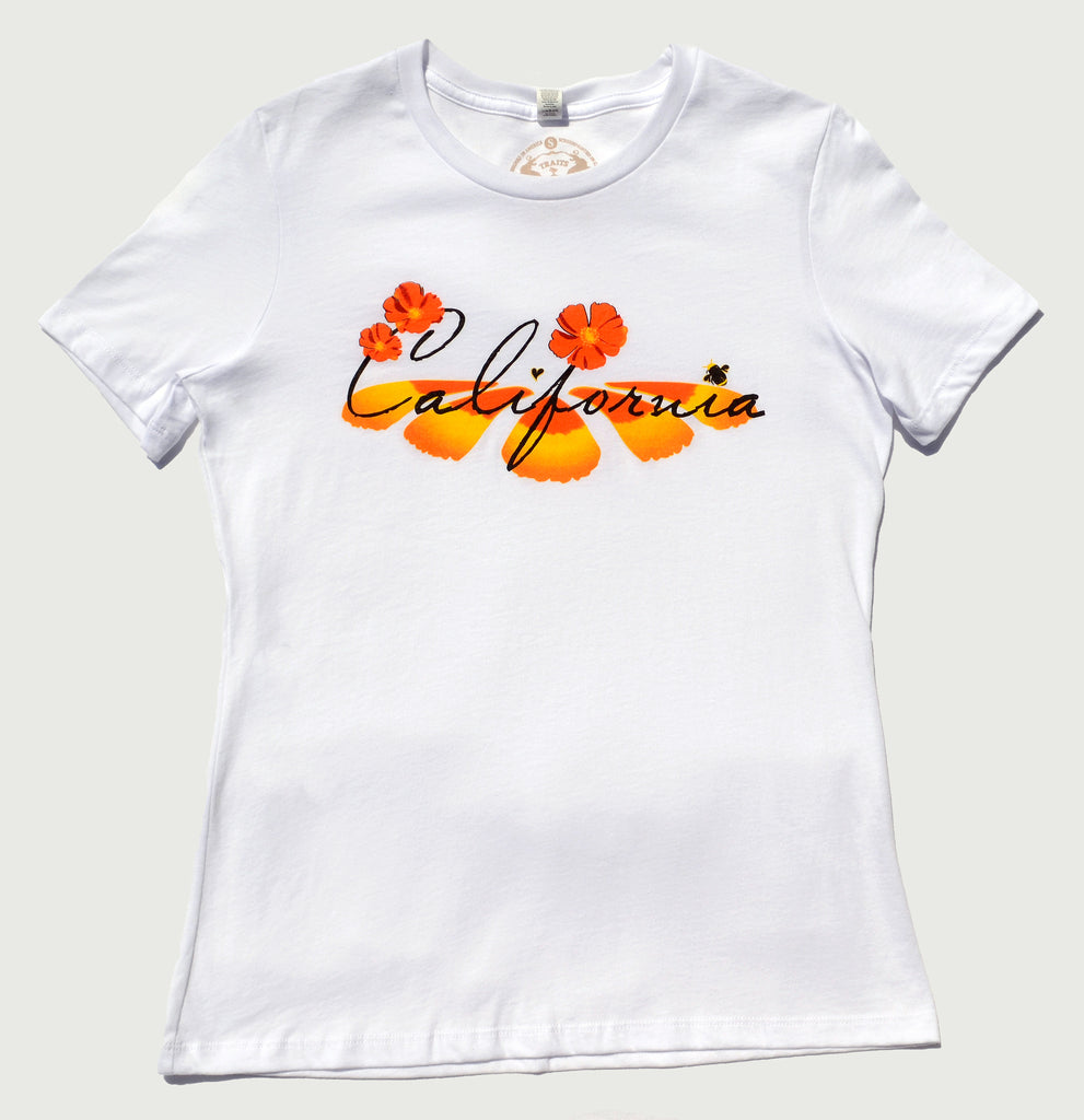 California Poppy design white T-shirt 