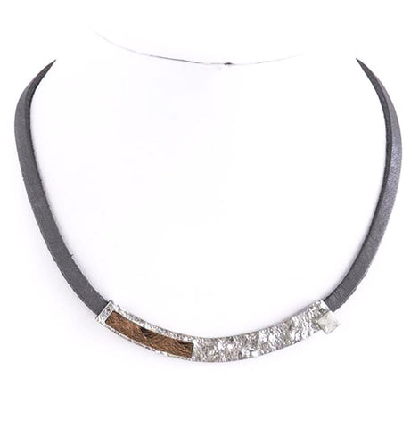 Metal Bar Leather Necklace