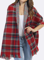 Reversible Tartan Fringe Shawl Scarf