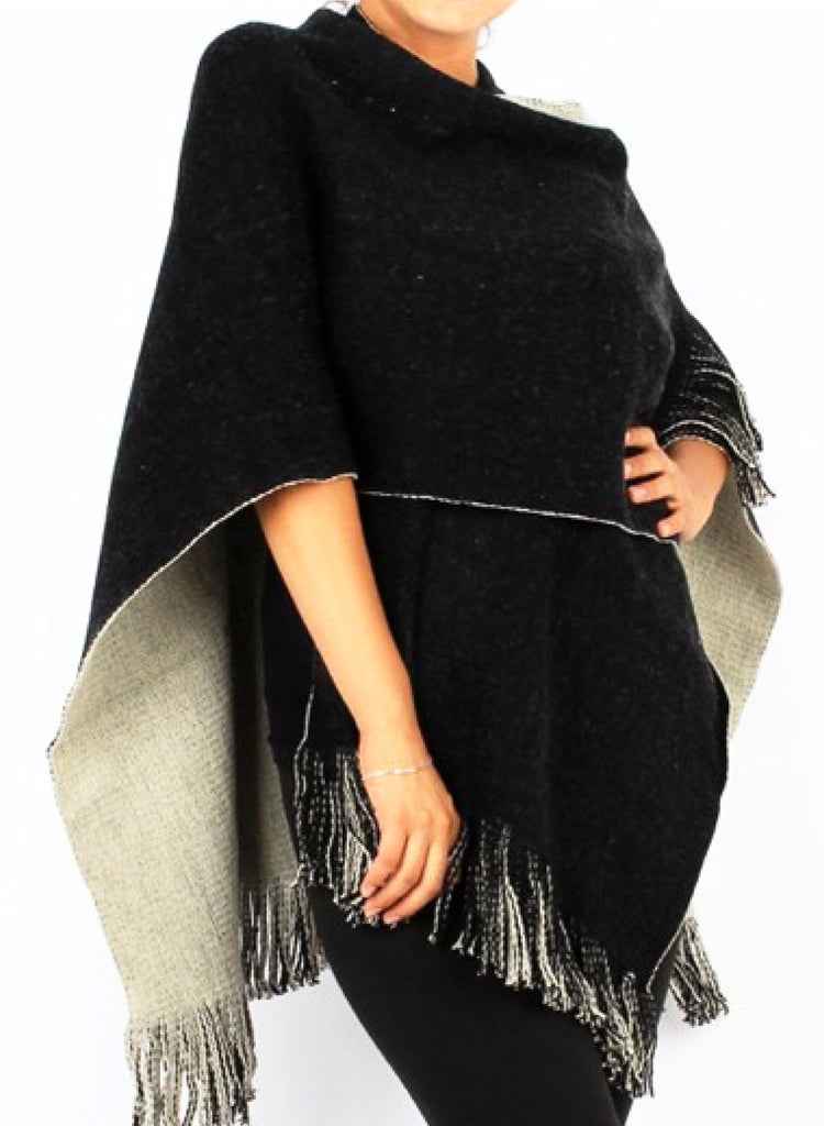 Reversible Black or White Scarf Shawl Wrap