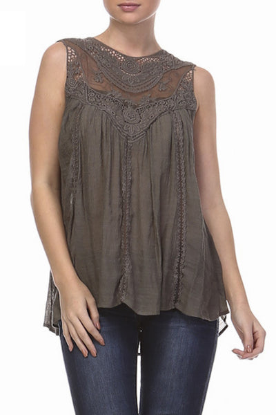 Lace Detail Bohemian Top in Two Colors