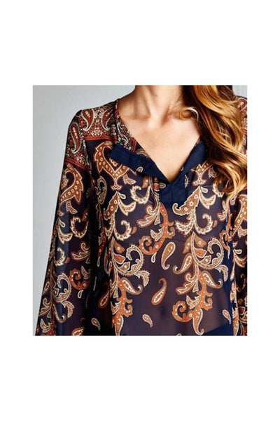 Paisley Print Top in Two Colors