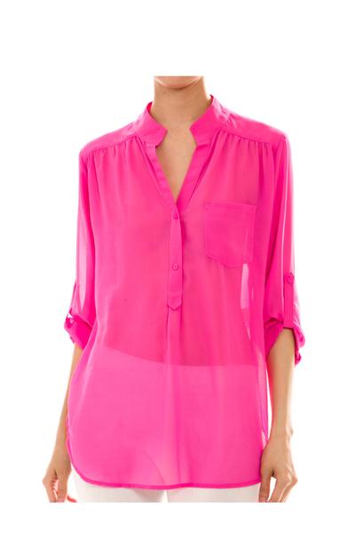 Chiffon Blouse with roll up sleeves