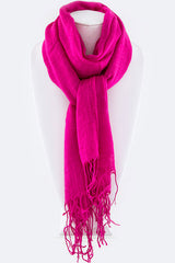 Crinkle Fringe Scarf in Fuchsia