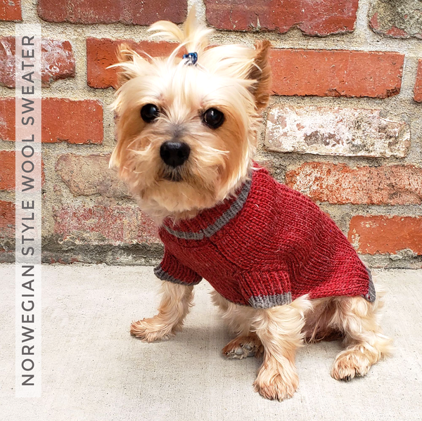Norwegian Style Wool Blend Dog Cat Sweater XS - M in Grey