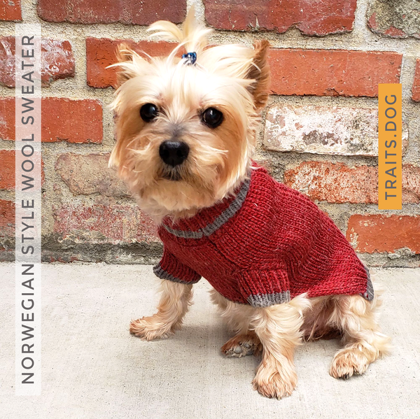 Norwegian Style Wool Blend Dog Cat Sweater XS ~ L in Burgundy