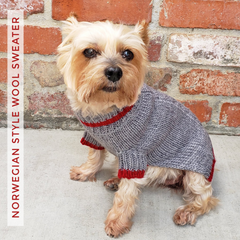 Norwegian Style Wool Blend Dog Cat Sweater XS - M in Grey